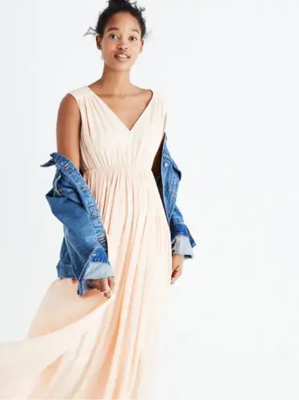 Madewell NWT Women's Magnolia‎ Tie-Back Maxi Dress in Peach Size Medium